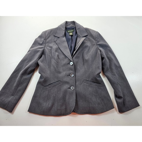 Eddie bauer size 2 grey proffesional 3 button blazer long sleeve office ^ - Picture 3 of 8